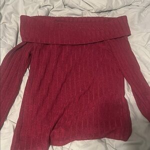 Heart Hips Off-Shoulder Burgundy Sweater
